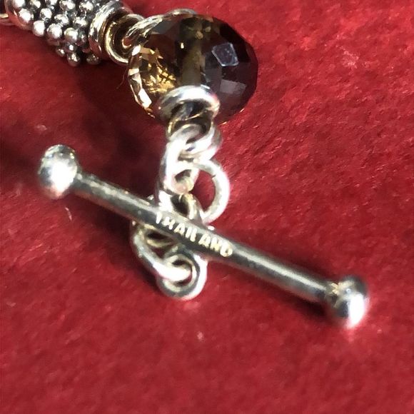 MICHAEL DAWKINS Starry Night Sterling Silver Smokey Quartz Pearl Toggle Bracelet - Picture 11 of 16